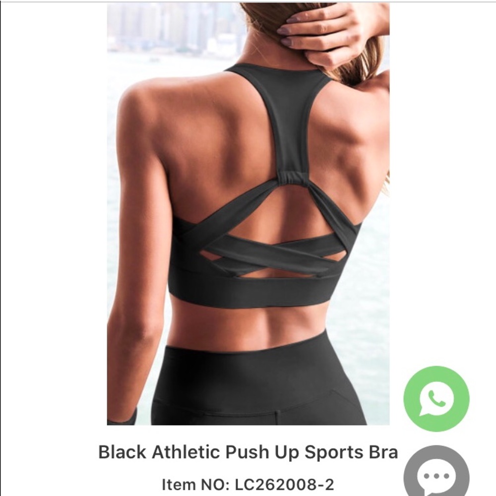 NEW | Black, Strappy, Athletic, Push-Up Sports Bra - Picture 6 of 7